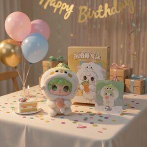 Adorable Plush Action Figure with Green and White Outfit